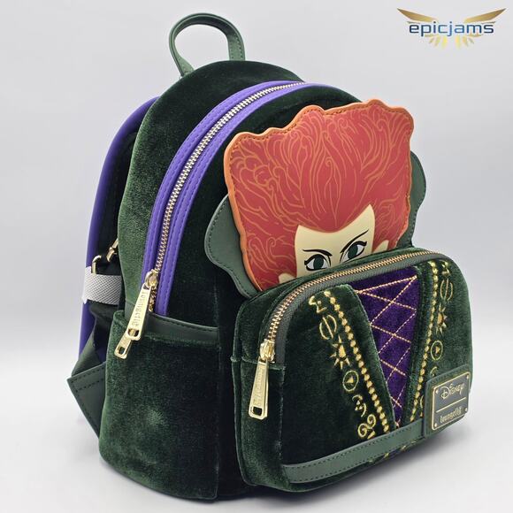 Loungefly Disney Hocus Pocus Velvet Cosplay Winifred mini Backpack - Picture 2 of 5